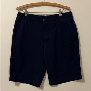 UNDER ARMOUR UA Men’s 34 Athletic Golf Shorts Flat Front Nylon Navy Blue EUC